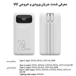 پاوربانک اکو مدل E20000 ظرفیت 20000 میلی آمپر